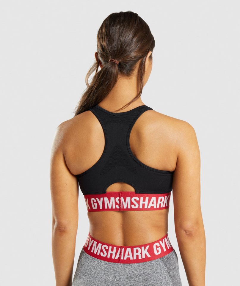 Staniki Sportowe Gymshark Flex Damskie Czarne | PL 286WGL